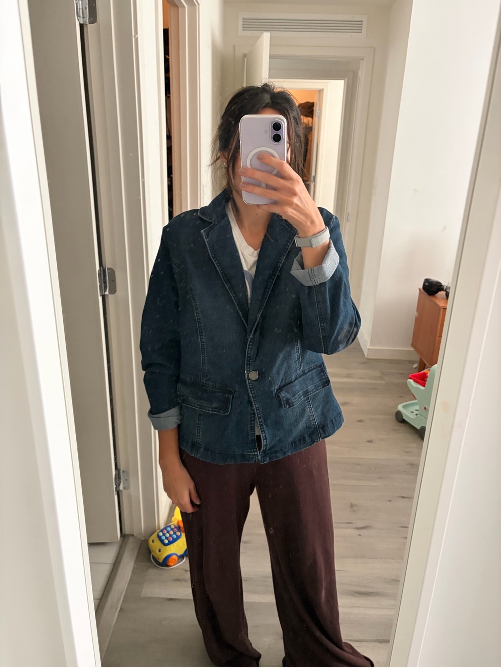 Dark Denim Blazer Jacket - Deep Blue Macys